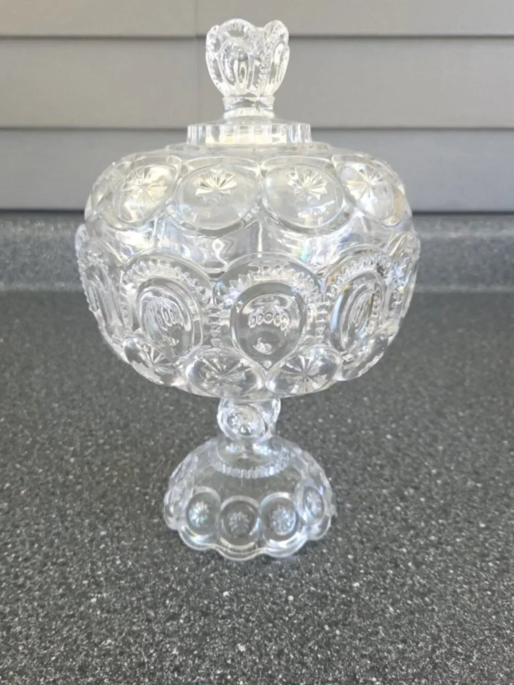 Vtg LE Smith Glass Clear Moon and Stars 10